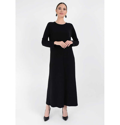 Modefa Abaya Modest Muslim Woman's Long sleeve Slip Abaya - Black