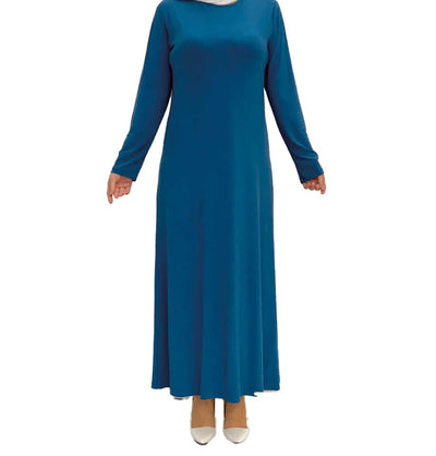 Modefa Abaya Modest Muslim Woman's Long sleeve Slip Abaya - Blue