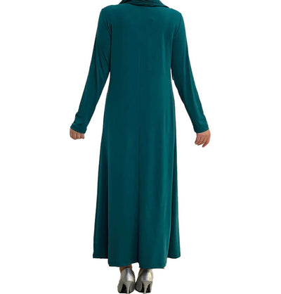 Modefa Abaya Modest Muslim Woman's Long sleeve Slip Abaya - Green