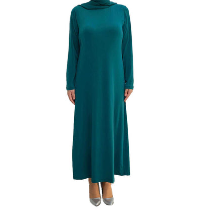 Modefa Abaya Modest Muslim Woman's Long sleeve Slip Abaya - Green