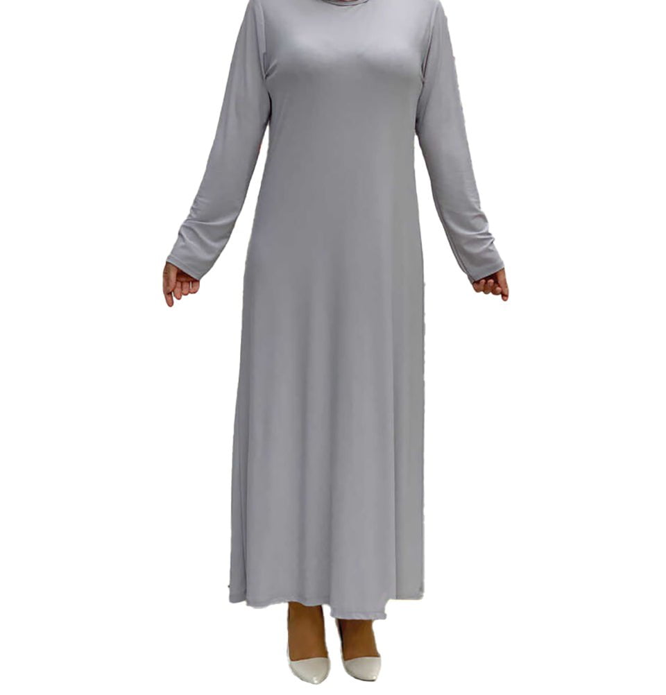 Modefa Abaya Modest Muslim Woman's Long sleeve Slip Abaya - Grey