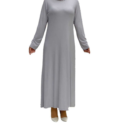 Modefa Abaya Modest Muslim Woman's Long sleeve Slip Abaya - Grey