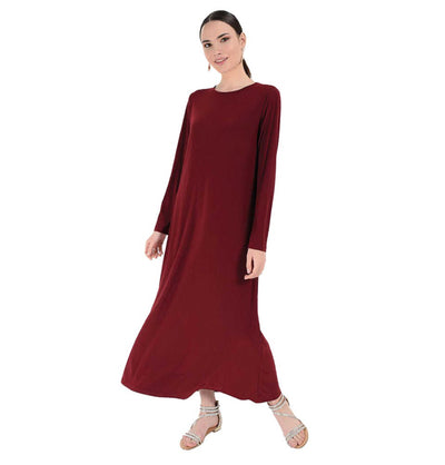 Modefa Abaya Modest Muslim Woman's Long sleeve Slip Abaya - Red