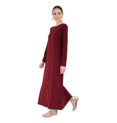 Modefa Abaya Modest Muslim Woman's Long sleeve Slip Abaya - Red
