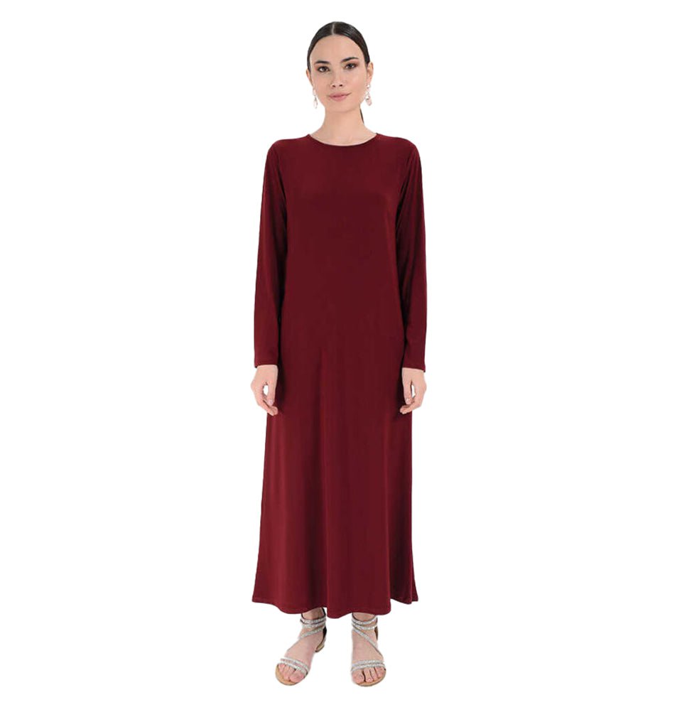 Modefa Abaya Modest Muslim Woman's Long sleeve Slip Abaya - Red