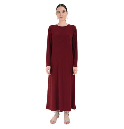 Modefa Abaya Modest Muslim Woman's Long sleeve Slip Abaya - Red