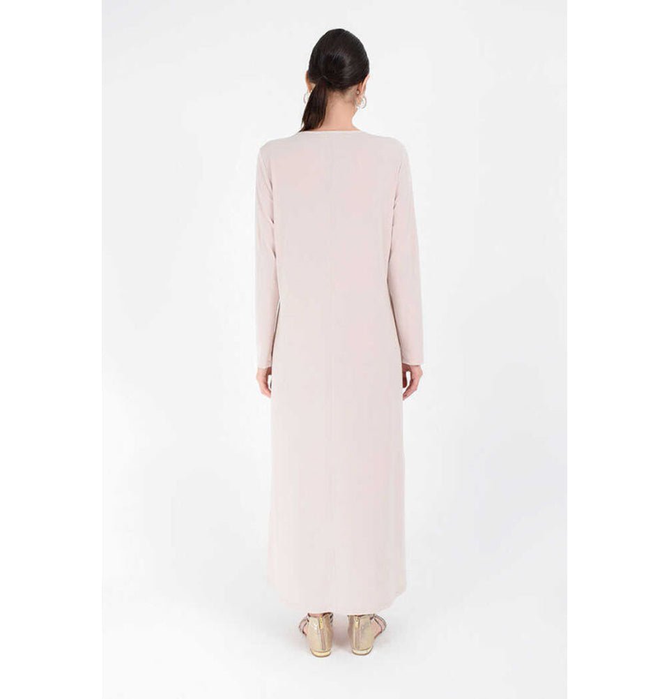Modefa Abaya Modest Muslim Woman's Long sleeve Slip Abaya - Sandy Beige