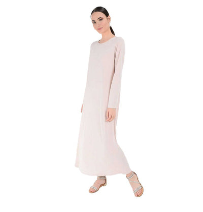 Modefa Abaya Modest Muslim Woman's Long sleeve Slip Abaya - Sandy Beige