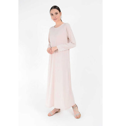 Modefa Abaya Modest Muslim Woman's Long sleeve Slip Abaya - Sandy Beige