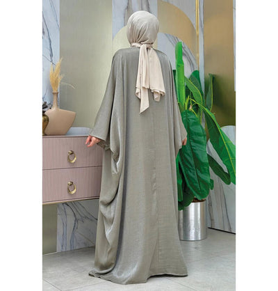 Modefa Abaya Modest Muslim Woman's Luxe Silk Kimono Two Piece Abaya - 8497 Mint Green
