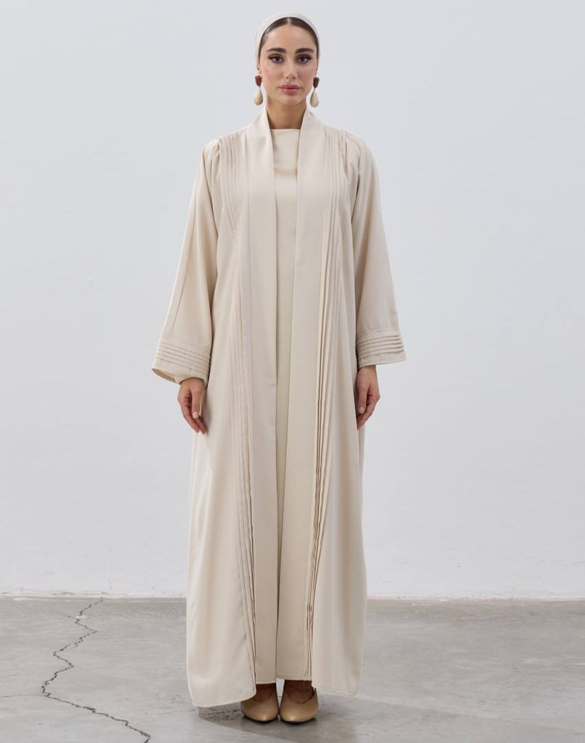Modefa Abaya Modest Muslim Women's Classy Chic Open Abaya - Beige