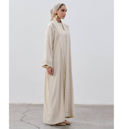 Modefa Abaya Modest Muslim Women's Classy Chic Open Abaya - Beige
