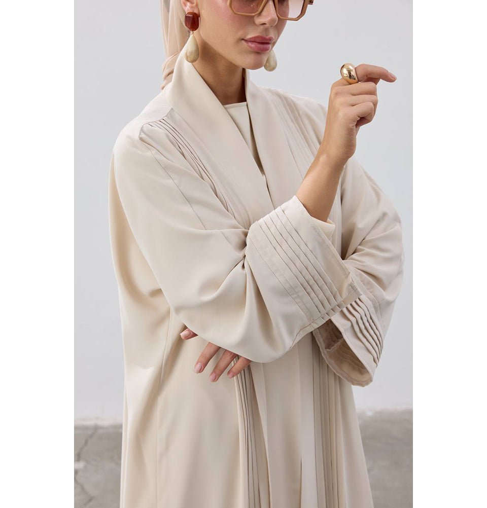 Modefa Abaya Modest Muslim Women's Classy Chic Open Abaya - Beige