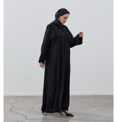 Modefa Abaya Modest Muslim Women's Classy Chic Open Abaya - Black