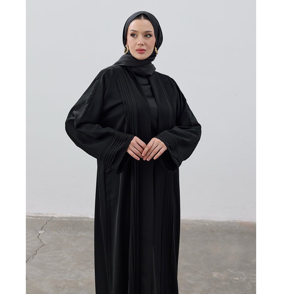 Modefa Abaya Modest Muslim Women's Classy Chic Open Abaya - Black