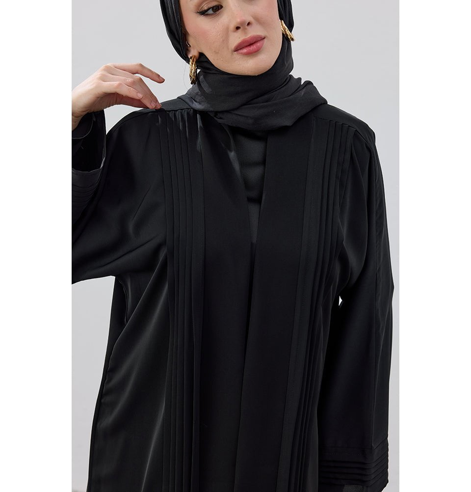 Modefa Abaya Modest Muslim Women's Classy Chic Open Abaya - Black