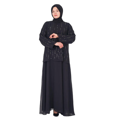 Modefa Abaya Modest Muslim Women's Elegant Evening Sequins Chiffon Abaya - 183