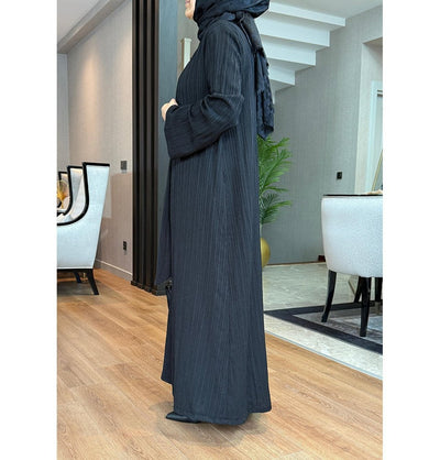 Modefa Abaya Modest Muslim Women’s Knitted Two Piece Abaya - Black