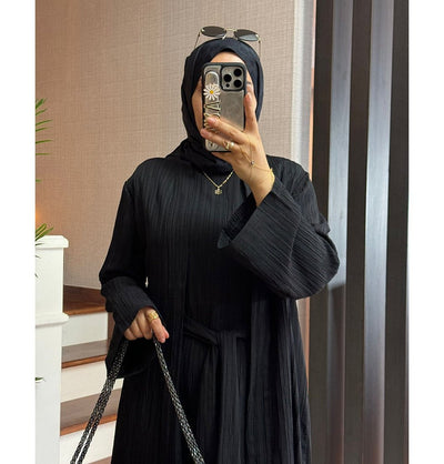 Modefa Abaya Modest Muslim Women’s Knitted Two Piece Abaya - Black