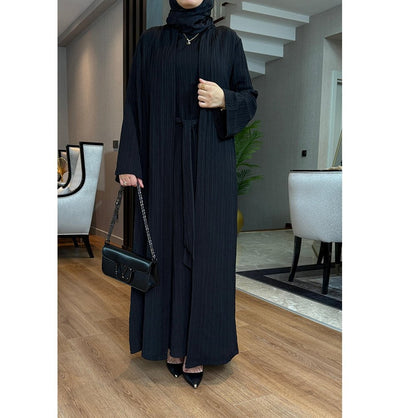 Modefa Abaya Modest Muslim Women’s Knitted Two Piece Abaya - Black