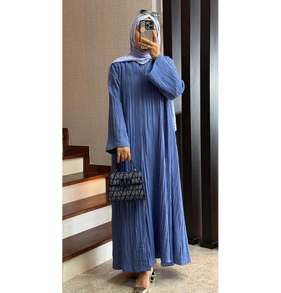 Modefa Abaya Modest Muslim Women’s Knitted Two Piece Abaya - Blue