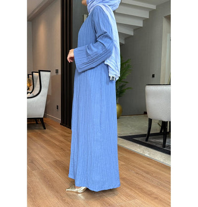 Modefa Abaya Modest Muslim Women’s Knitted Two Piece Abaya - Blue