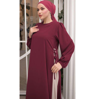 Modefa Abaya Modest Muslim Women’s Two Toned Abaya - Red & Beige