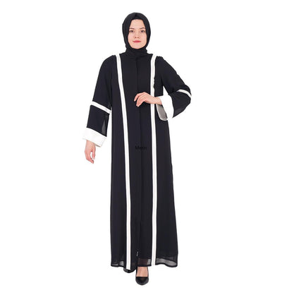 Modefa Abaya Modest Women's Chic Abaya with White Trim - wht164