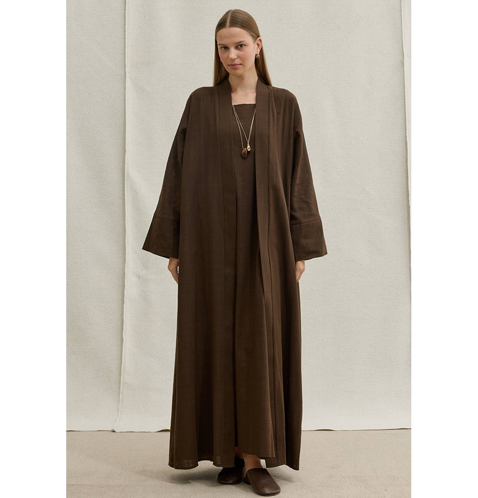 linen abaya dress Muslim Women's Soft Cotton Two Piece Set Iverson Jersey Dress | this versatile abaya set Color:FLORAL Ready to Ship Dress