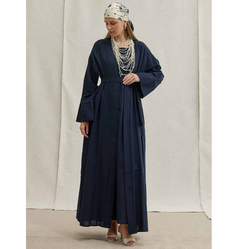 cotton muslim dress Muslim Women's Soft Cotton Linen Two Piece Abaya Set
