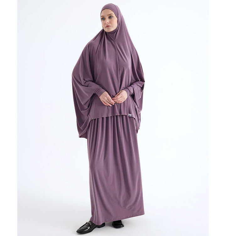 Modefa Premium Women's Islamic Two Piece Prayer Dress - Purple