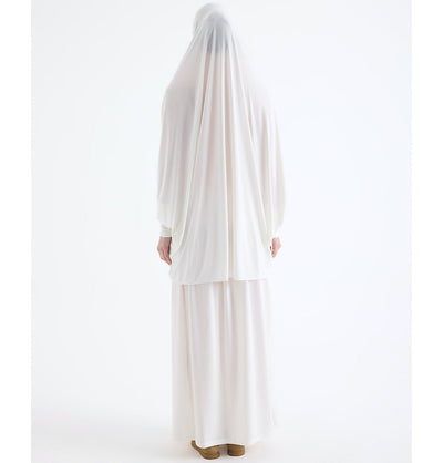 Modefa Abaya White Modefa Premium Women's Islamic Two Piece Prayer Dress - White