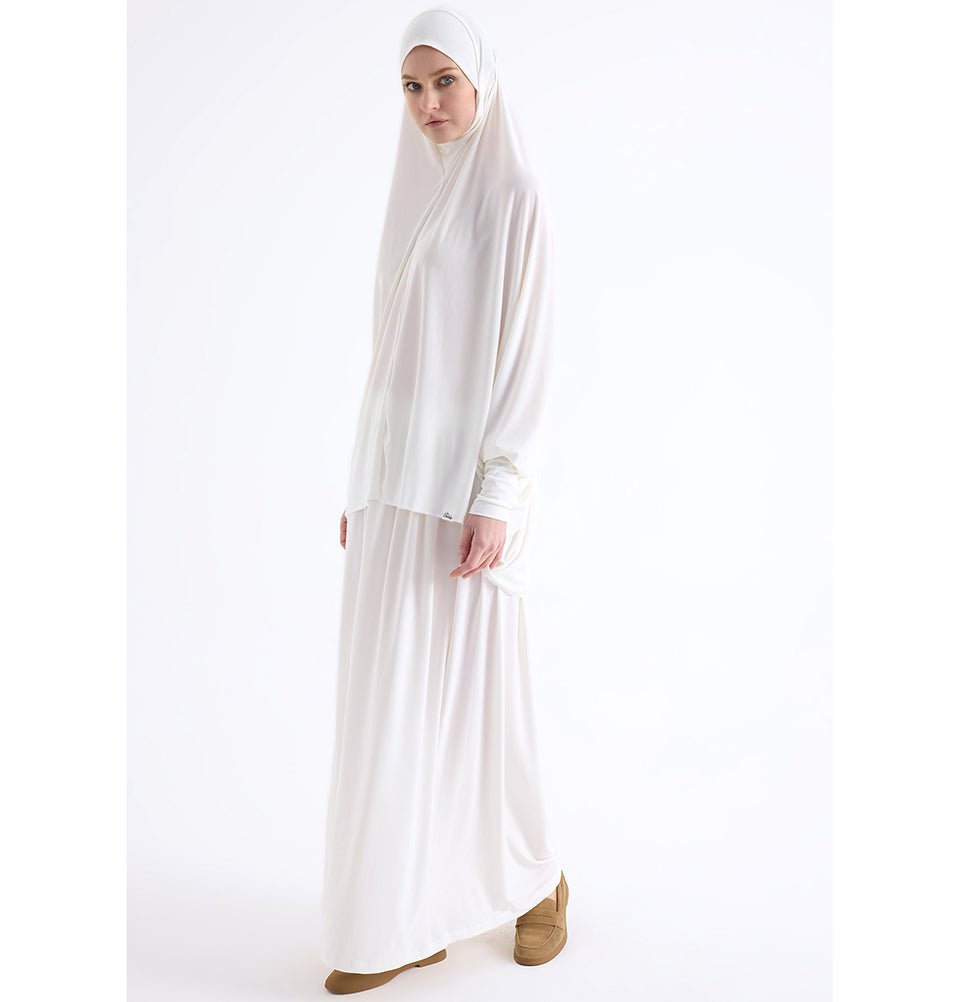 Modefa Abaya White Modefa Premium Women's Islamic Two Piece Prayer Dress - White