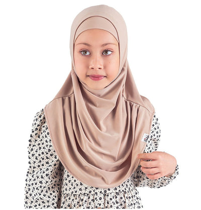 Modefa Amirah hijab Beige Girl's Practical Two Piece Hijab - Beige