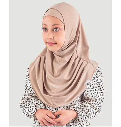 Modefa Amirah hijab Beige Girl's Practical Two Piece Hijab - Beige