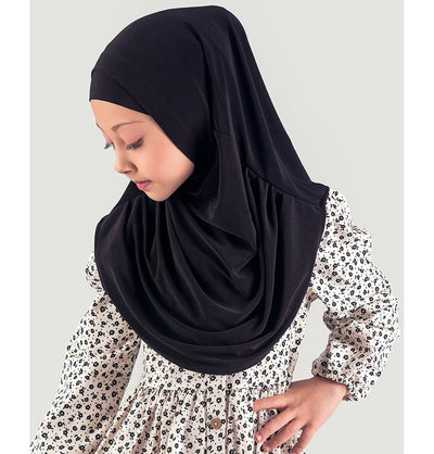 Modefa Amirah hijab Black Girl's Practical Two Piece Hijab - Black