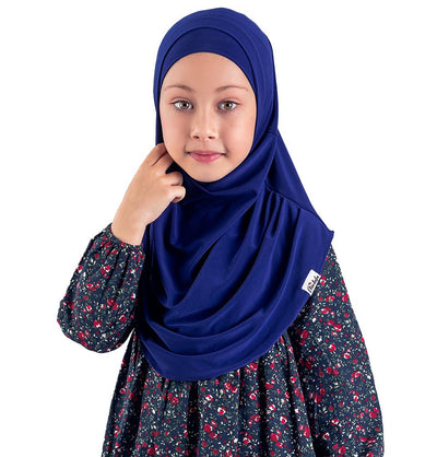 Modefa Amirah hijab Blue Girl's Practical Two Piece Hijab - Navy Blue