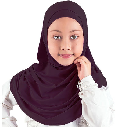 Modefa Amirah hijab Eggplant Girl's Practical Two Piece Hijab - Eggplant