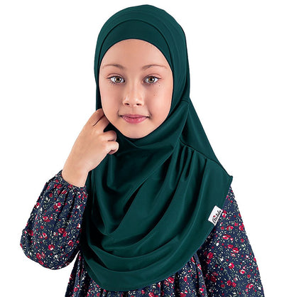 Modefa Amirah hijab Emerald Green Girl's Practical Two Piece Hijab - Emerald Green