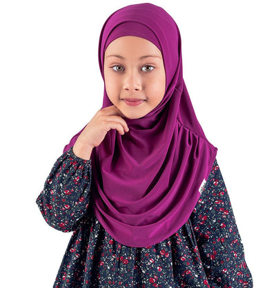 Modefa Amirah hijab Fuchsia Girl's Practical Two Piece Hijab - Fuchsia