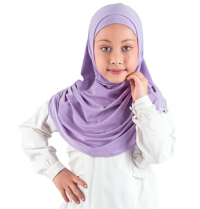 Modefa Amirah hijab Purple Girl's Practical Two Piece Hijab - Lilac