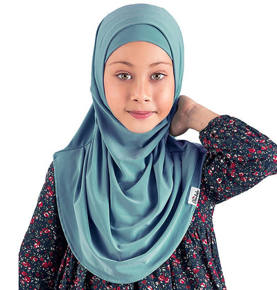 Modefa Amirah hijab Slate Blue Girl's Practical Two Piece Hijab - Slate Blue