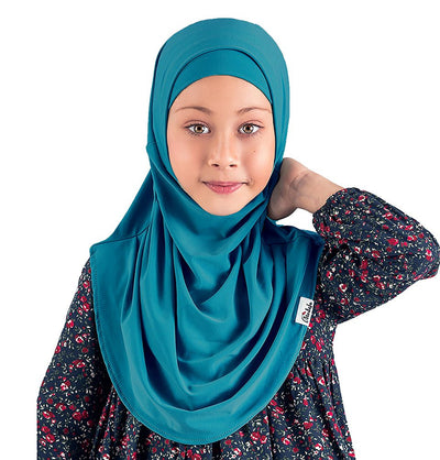 Modefa Amirah hijab Teal Blue Girl's Practical Two Piece Hijab -Teal Blue