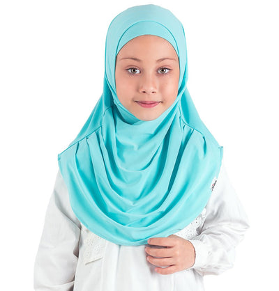 Modefa Amirah hijab Turquoise Girl's Practical Two Piece Hijab - Turquoise