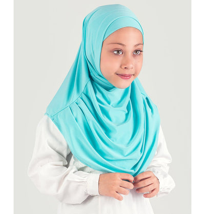 Modefa Amirah hijab Turquoise Girl's Practical Two Piece Hijab - Turquoise