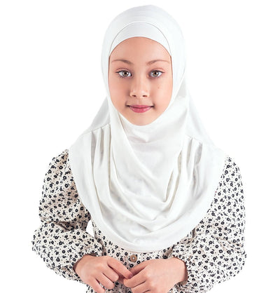Modefa Amirah hijab White Girl's Practical Two Piece Hijab - White