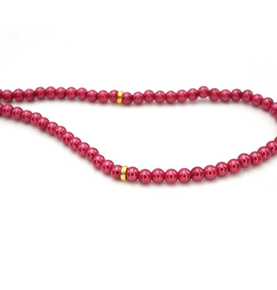Modefa Beads Red Islamic Tesbih Acrylic Pearl 99 Count Prayer Beads with Rose & Rhinestone Bead - Red