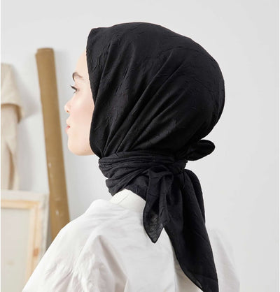 Modefa Black Bamboo Viscose Square Summer Hijab - Black