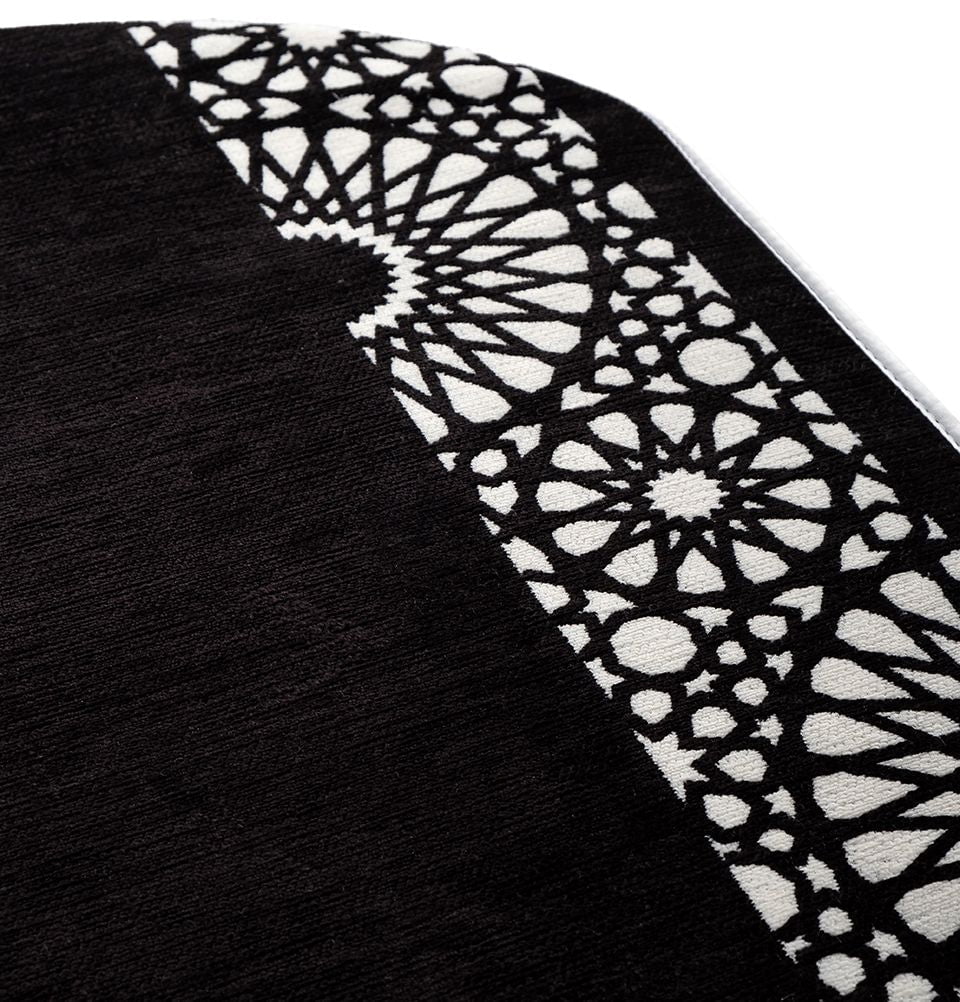 Modefa Black Chenille Foam Prayer Rug - Mustaqim Black