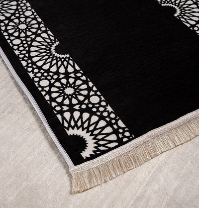 Modefa Black Chenille Foam Prayer Rug - Mustaqim Black